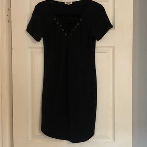 Black V-neck dress